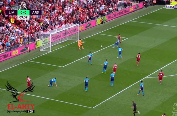 محمد صلاح يضيع فرصة هدف لا تضيع امام مرمي الارسنال
