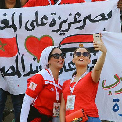 جميلات المغرب تشعلن مدرجات ستاد السلام خلال مواجهة جنوب افريقيا