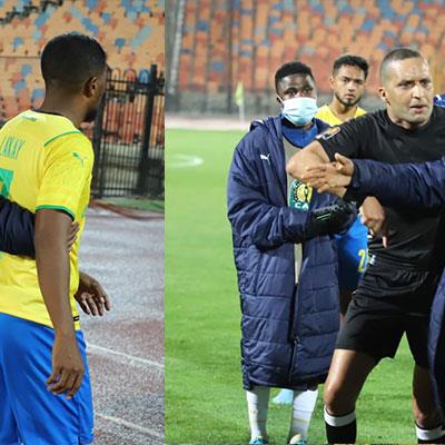 لاعب صن داونز يهرب من رضوان جيد بعد مباراة الأهلي